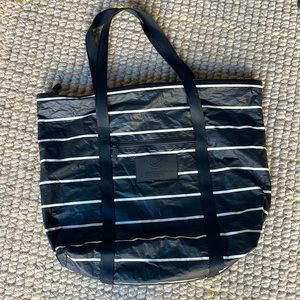 Aloha Collection Zipper Tote, Black w/white stripes